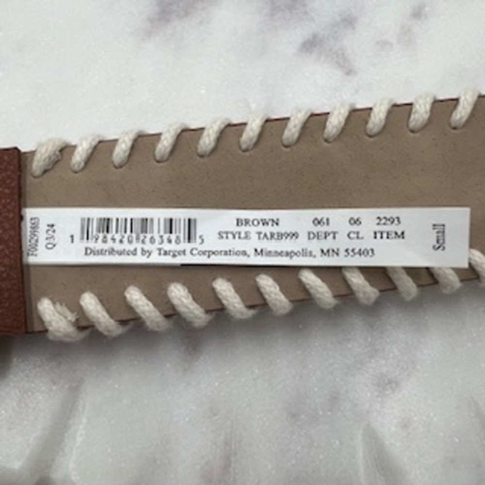 Wild Fable Womens Brown Whipstitch Western Belt Silver Engraved Buckle Small NEW - Picture 5 of 8